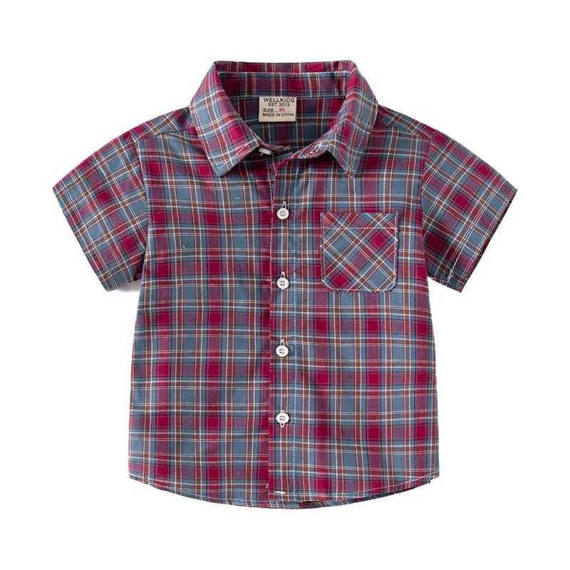 2-7Y boy plain shirt baby boy clothing short sleeved childrens school clothing childrens clothing casual summer clothingW240729
