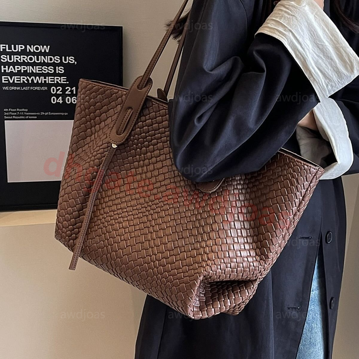 Large Commuter Quilted Designer Beach Bag School Work Laptop Real Leather Travel Handbag Crossbody Casual Tote 45*28*18Cm