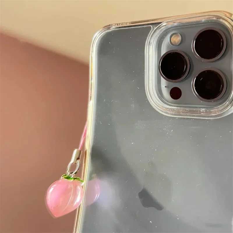 Clear Peach Phone Charm Cute Keychains Transparent Pink Jelly Fruit Aesthetic Gift Accessories y2k Harajuku strap string kawaiiL240729