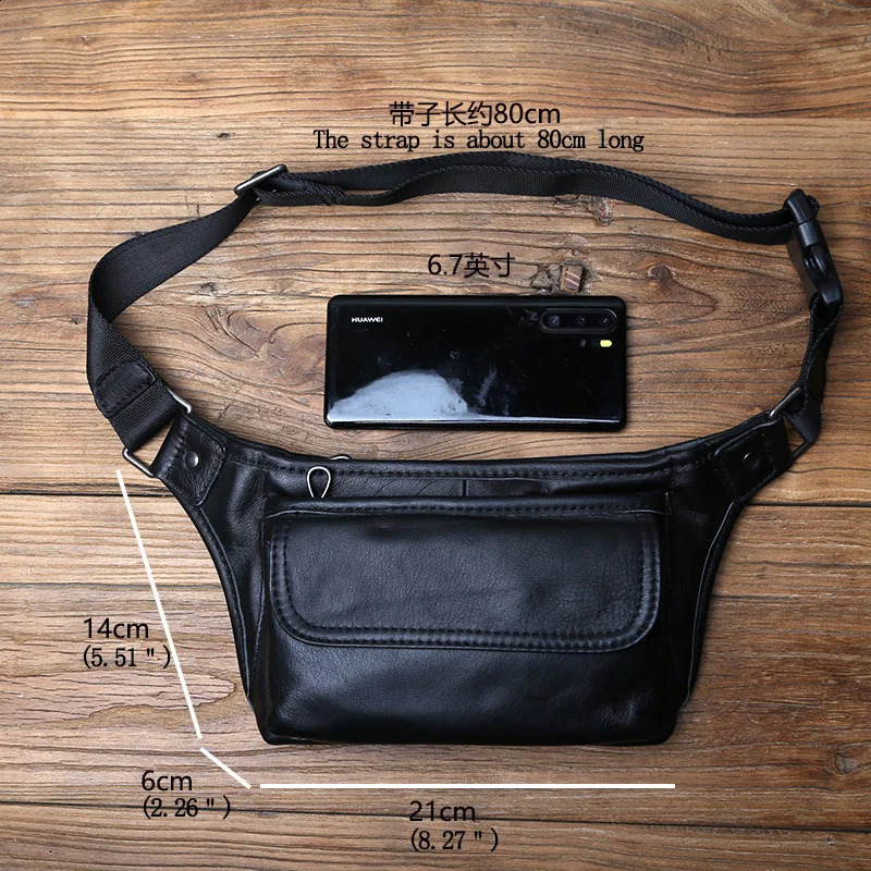 NZPJ Mens Genuine Leather Waist Bag First Layer Leather Casual Chest Bag Soft Leather One-shoulder Crossbody Bag Man Belt Pouch 240729