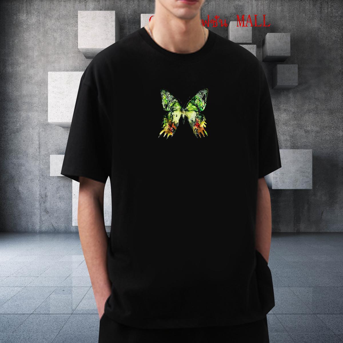 High Quality Men Tshirts 230g Pure Cotton Casual Beach Butterfly Oversized Breathable Short Sleeve Customized T Shirts Men Tops