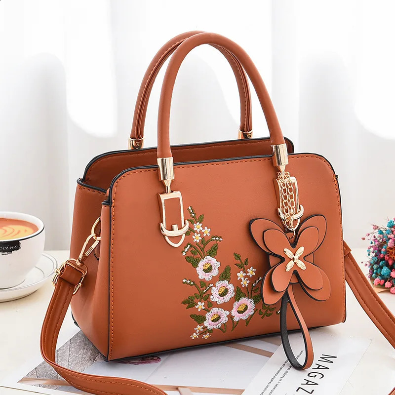 Fashion Floral Shoulder Bag Ladies Daily Work PU Leather Handbag Casual Crossbody Decorative Wallet 240729