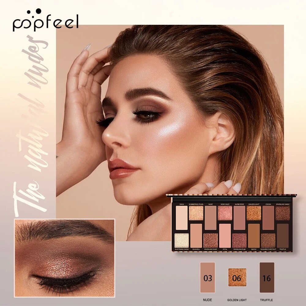 16 Colors Eye Makeup Palette, Matte Shimmer Glitter Metallic Eyeshadow Palette F729-10