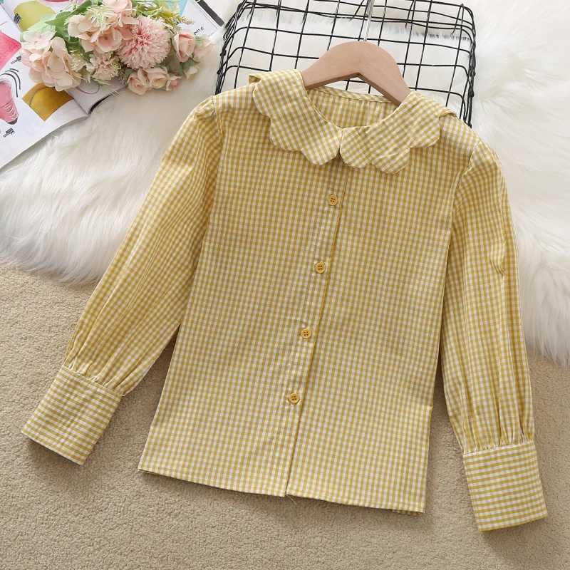 Teenage shirt girl blonde school uniform spring long sleeved cotton dress childrens clothing childrens top 8 10 12 years oldW240729