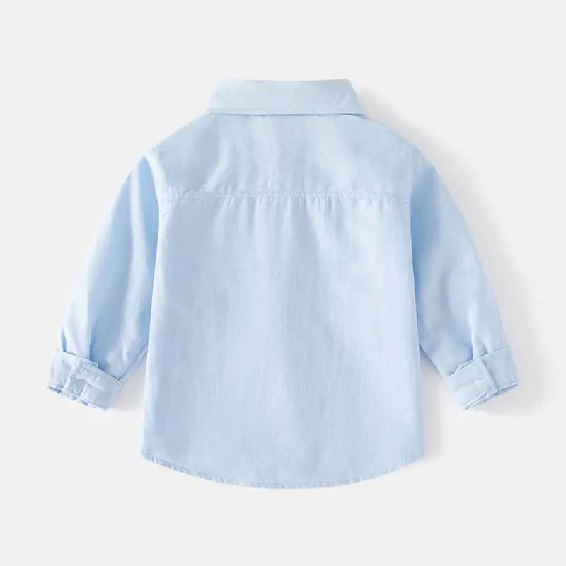 Boys casual collar shirt long sleeved single chest top childrens printed collar pure cotton autumn loose fit studentW240729