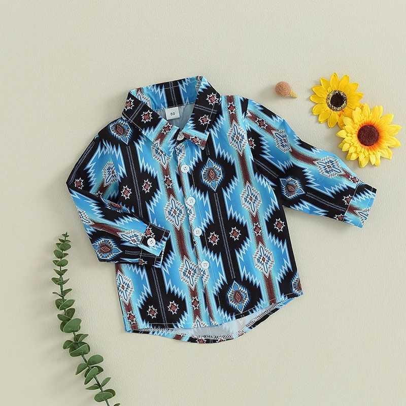FOCUSNORM 0-4Y Preschool Boys Suit Top Long Sleeve Collar Denim Pattern Autumn Single CorsetW240729