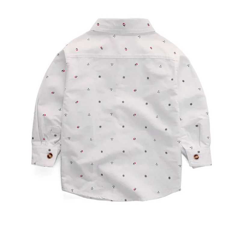 New Baby Boys and Girls Fashion Clothing Preschool Boys Shirt Long Sleeve Boys and Boys Anchor Top 1-10 YearsW240729