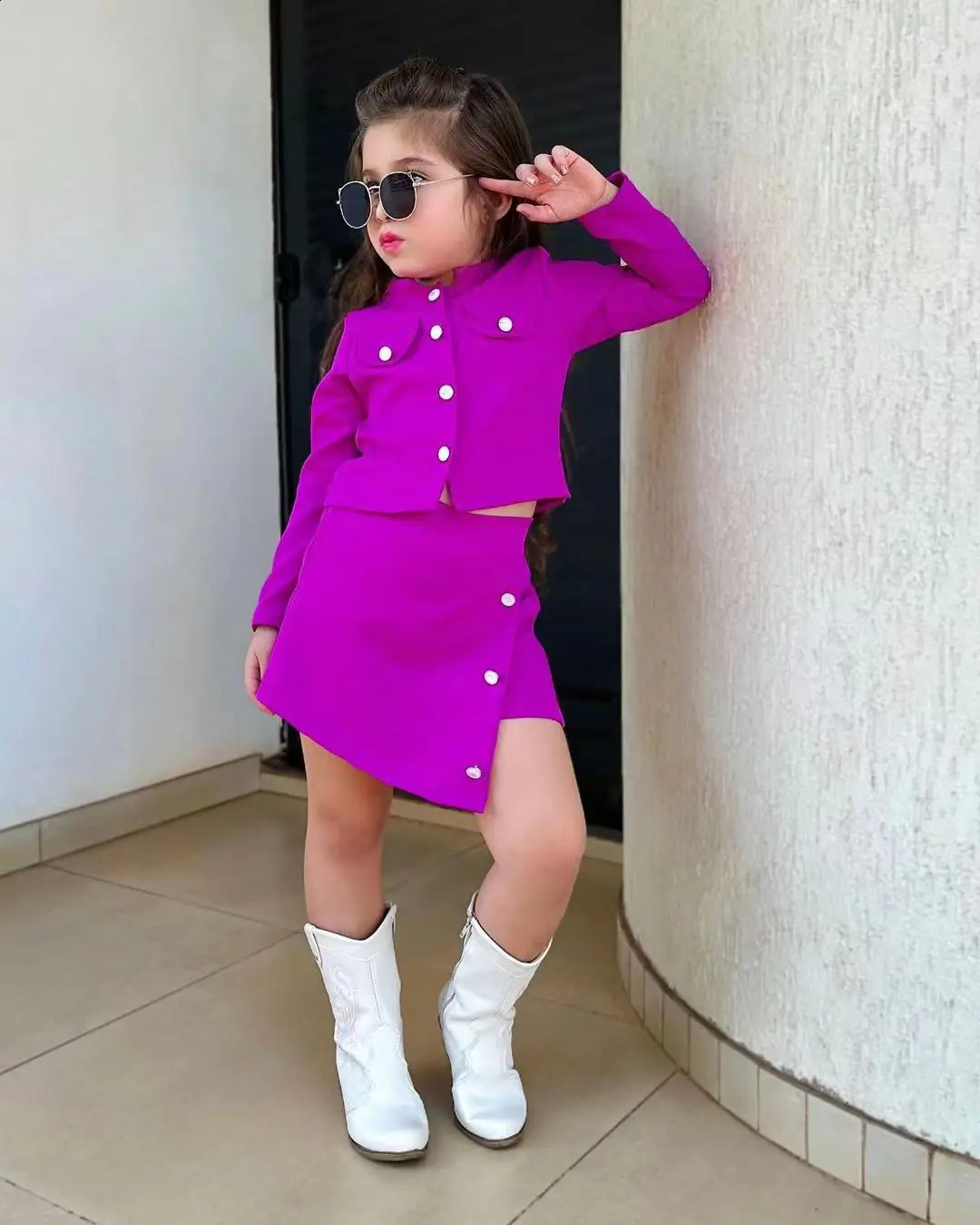 Winter Girls Suit Childrens Clothing Long-sleeved Coat And Short Skirt Two-piece Set Kids Dress For 3 4 5 6 7 8 Years 240729