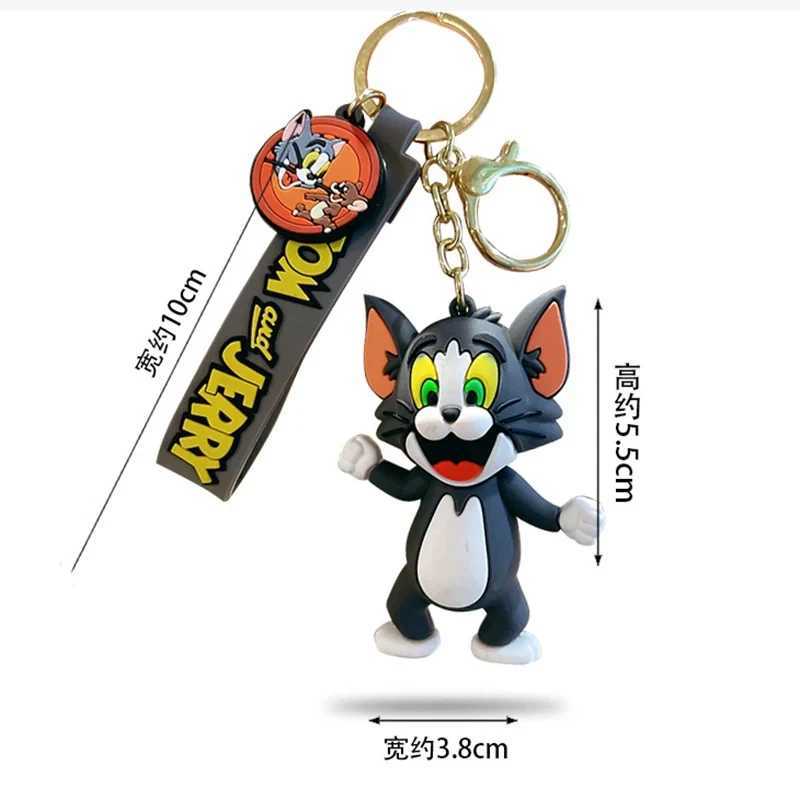 Tom and Jerry Anime Cartoon Ornament Keychain Car Key Bag Pendant Cute Cat And Mouse Action Doll Collectibles Kids Gift ToysL240729