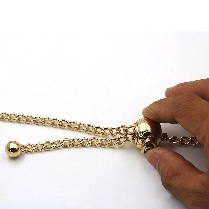 130cm Replacement Bag Strap with Copper Chain Wear Leather Strips High Quality Leather Metal Bag Chain Ladies Shoulder Strap 240729