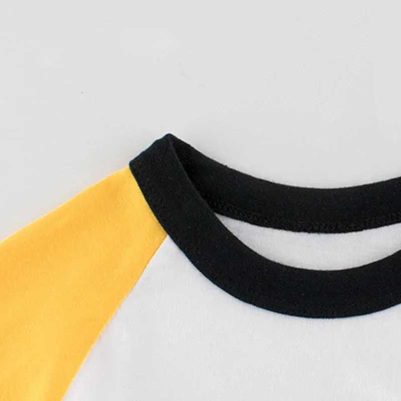 T-shirts 2024 Childrens Clothing Autumn New Boys Bottoming Shirt Letters Rugby Print Cotton Kids T-shirt Baby Long Sleeve Tops TeesL24729