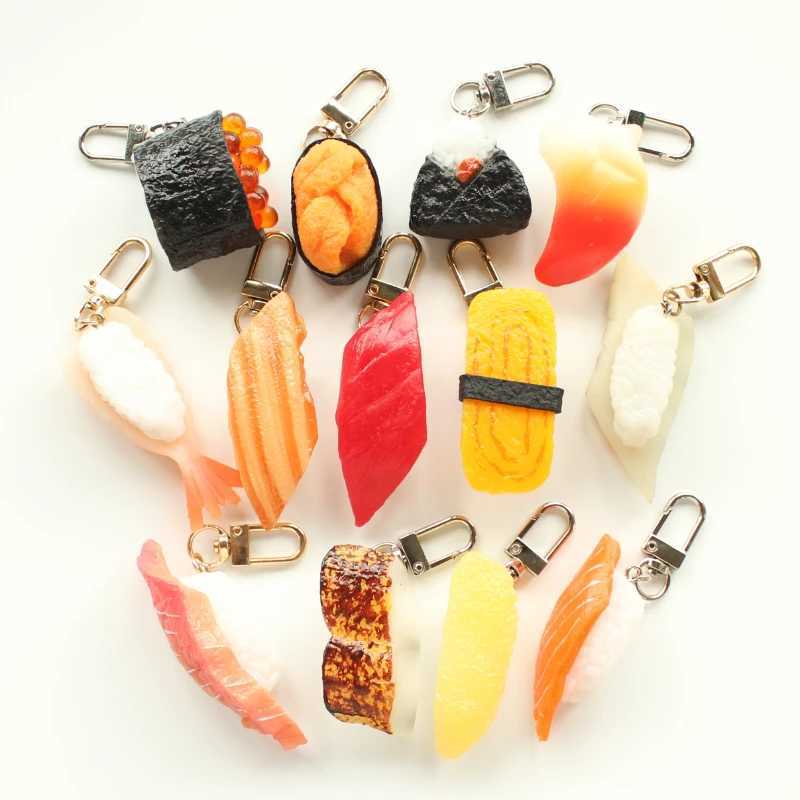 1PC Simulation Sushi Keychain Salmon Sushi Model Pendant Japanese Food Rice Ball Food Toy Photography Prop Personalized KeyringL240729