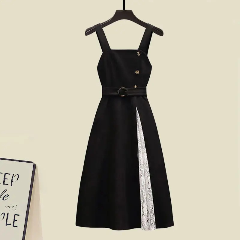 Winter Set Large Womens Wear Korean Style Age Reducing Knitted Sweater with Hanging Dress Two Piece 240729