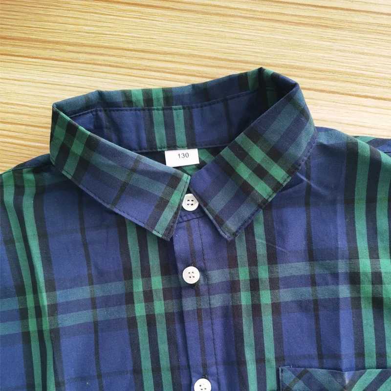 IENENS childrens plain weave shirt checkered shirt long sleeved childrens casual printed shirt loose cotton top fully matched spring new styleW240729