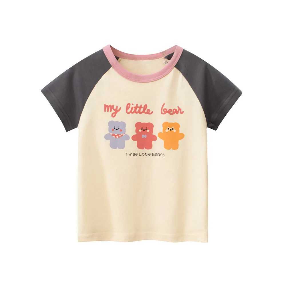 T-shirts 1-9T Toddler Kid Tshirt Baby Girl Clothes Bear Print Infant T Shirt Cute Sweet Tee Top Childrens Loose OutfitL24729