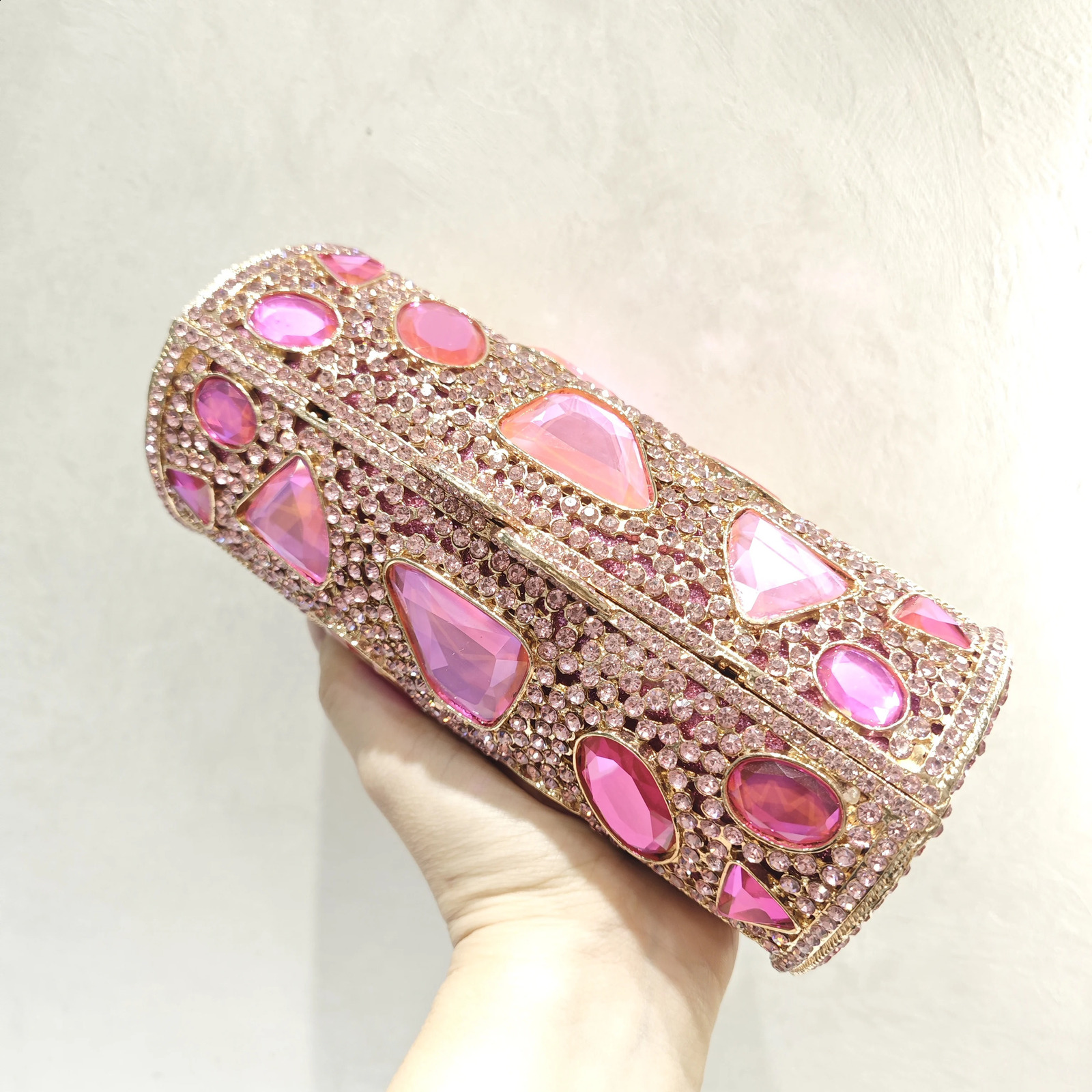 Pink Big Stone Evening Wedding Bag Bridal Clutch Purse Women Banquet Prom Crystal Clutches Dia Purses Handbags 240729 c961