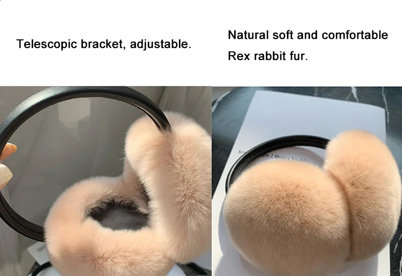 MPPM Natural 100% Rex Rabbit Fur Earmuffs Fashion Women Warm Russia Winter Real Fur Earmuffs Children Ear Cover fur Earlap Girl 240724