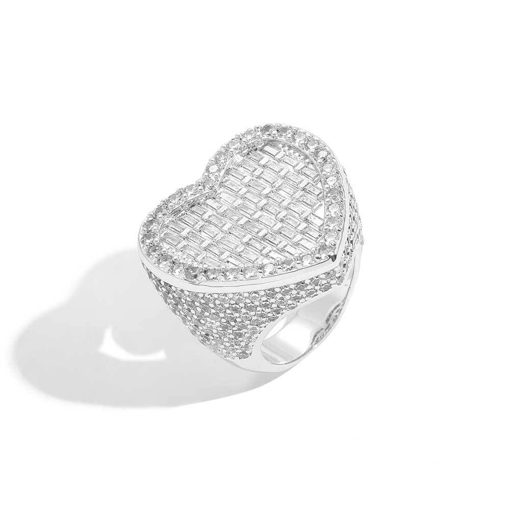 Hip Hop Casting Rings Lover Couple Heart Shape TopBling T Zricon Men Women Finger Ring