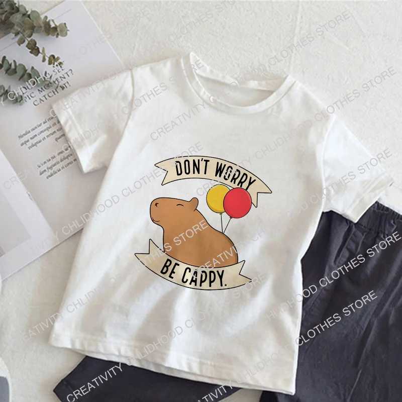T-shirts Capybara Children T-Shirts Kids Tee Shirt Cartoons Kawaii Casual Clothes Anime for Boy Girl Tops Short Sleeve ClothingL24729
