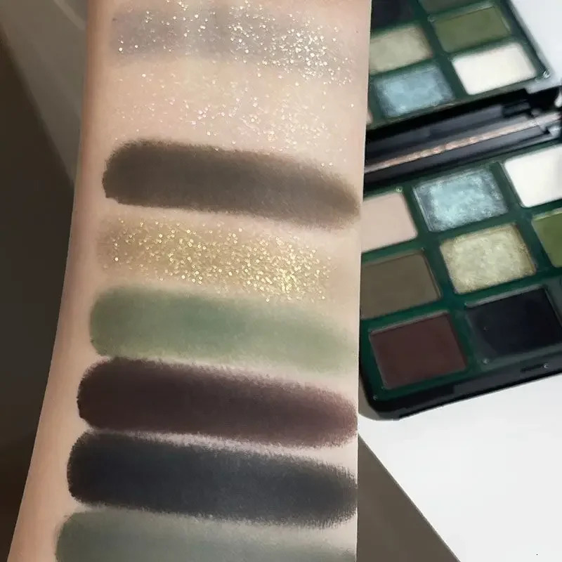 9 Colors Eyeshadow Palette Green Smoky Long Lasting Waterproof Matte Shadow Natural Shimmer Eye Pigments Makeup Cosmetics