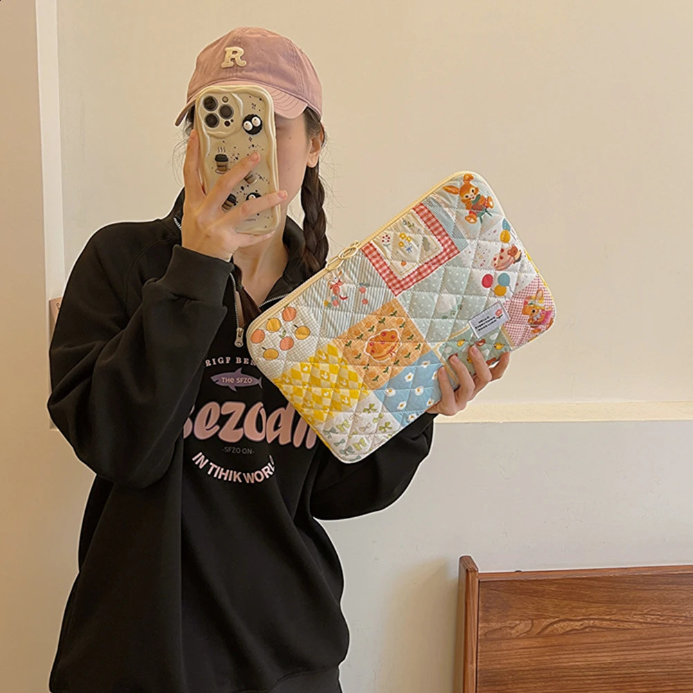 Flower Pattern Laptop Sleeve Case Bags Shockproof Computer Cover Bag Tablet Pouch for Macbook Air Pro 11 13 14 15 Inch Cover 240729