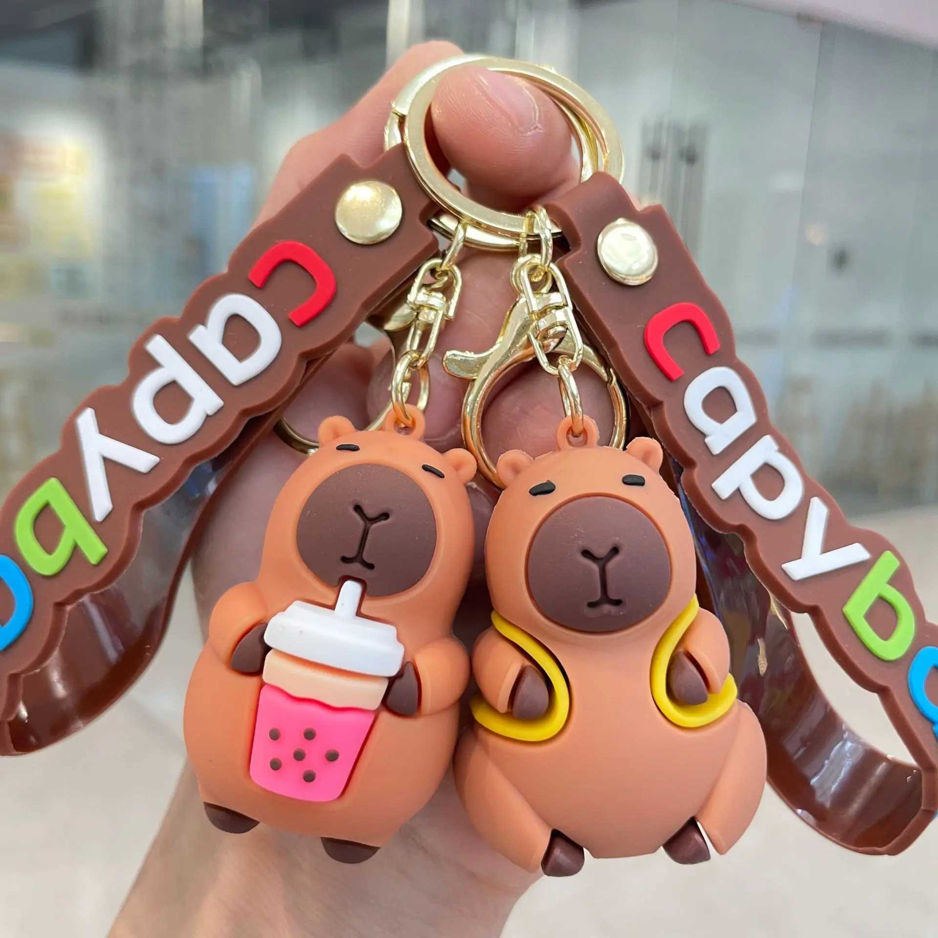 Capybara Rodent Capybara Pvc Pendant PVC Simulation Capybara Pvc Keychain Cute with Turtle Capibara Anime KeyringL240729