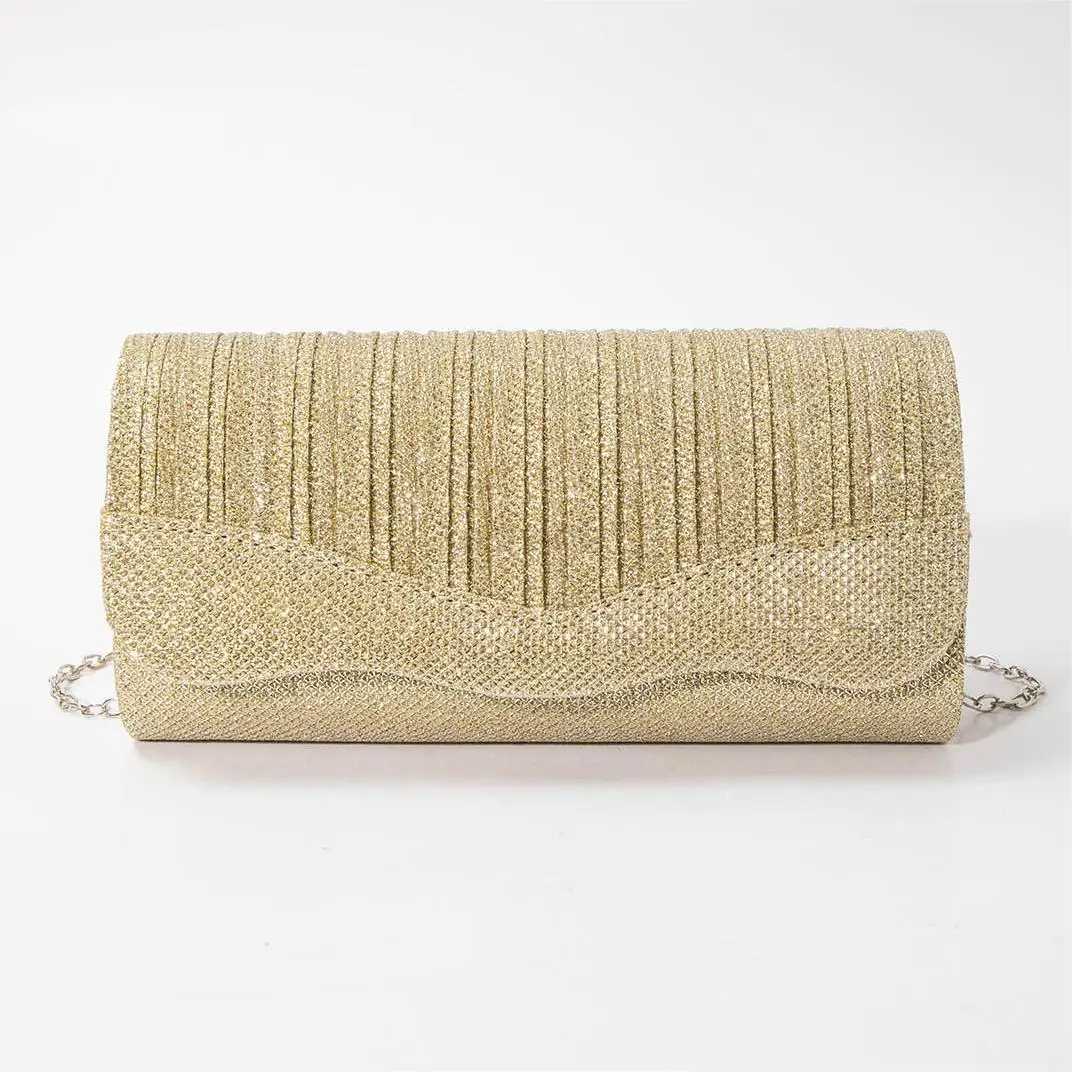 2024 New Pleated Ladies Clutch Luxurious shiny high fashion Party Ladies Tote Evening bagXJ240729