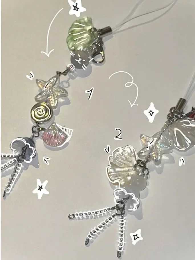 Summer Ocean Style Cute Phone Charm Strap Seashell Jelly Fish Pendant Key Strap Lanyard Girl Woman Bag Keychain Keycord Gift Y2KL240729