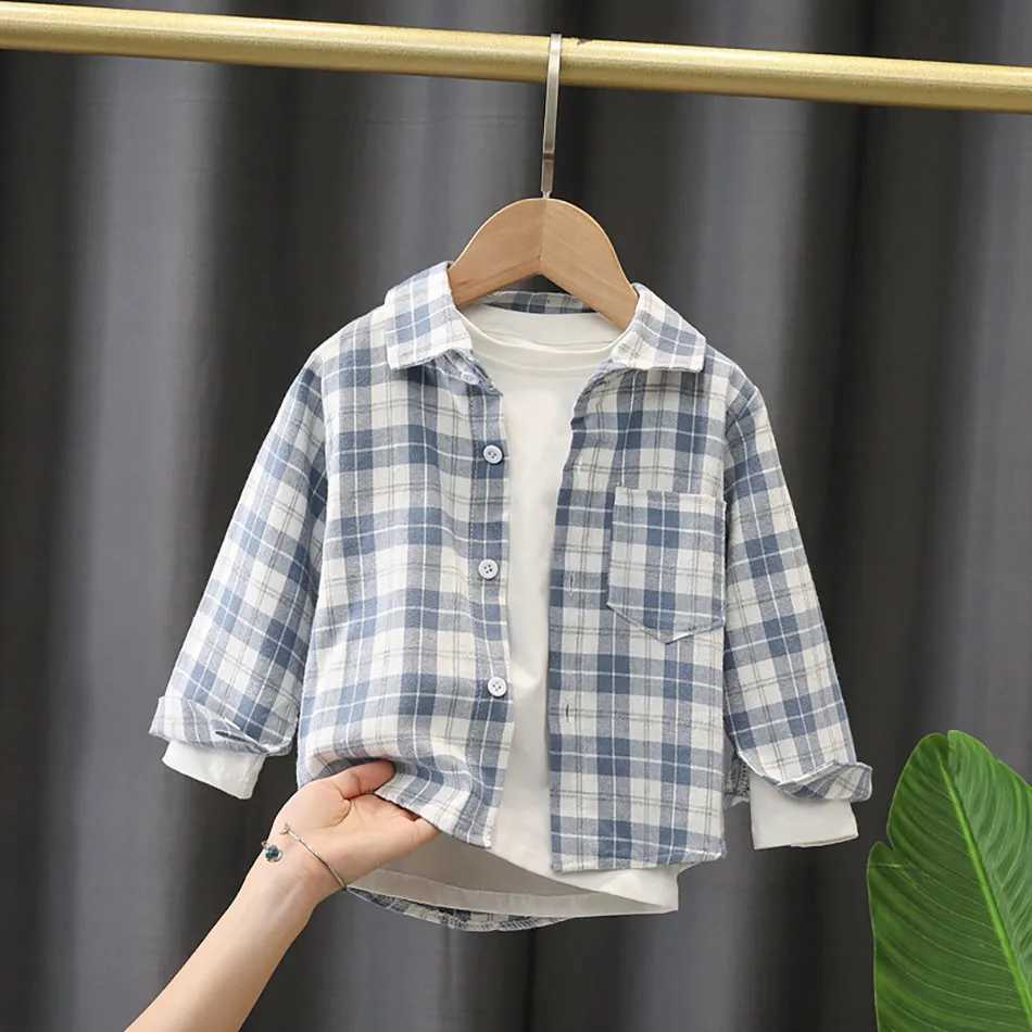 Childrens clothing boys long sleeved loose shirt Spring and Autumn style daily casual cardigan can be used as a jacketW240729
