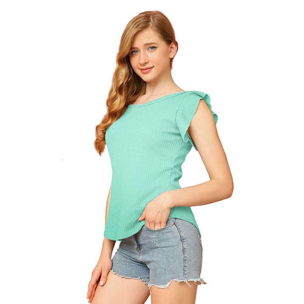 Gothic Best Saller Retro Fashion Summer Printing Short Sleeve Hollow Out Slim Top Female Sports Fitness Bottoming Womens Lace Stripe Street Activity C