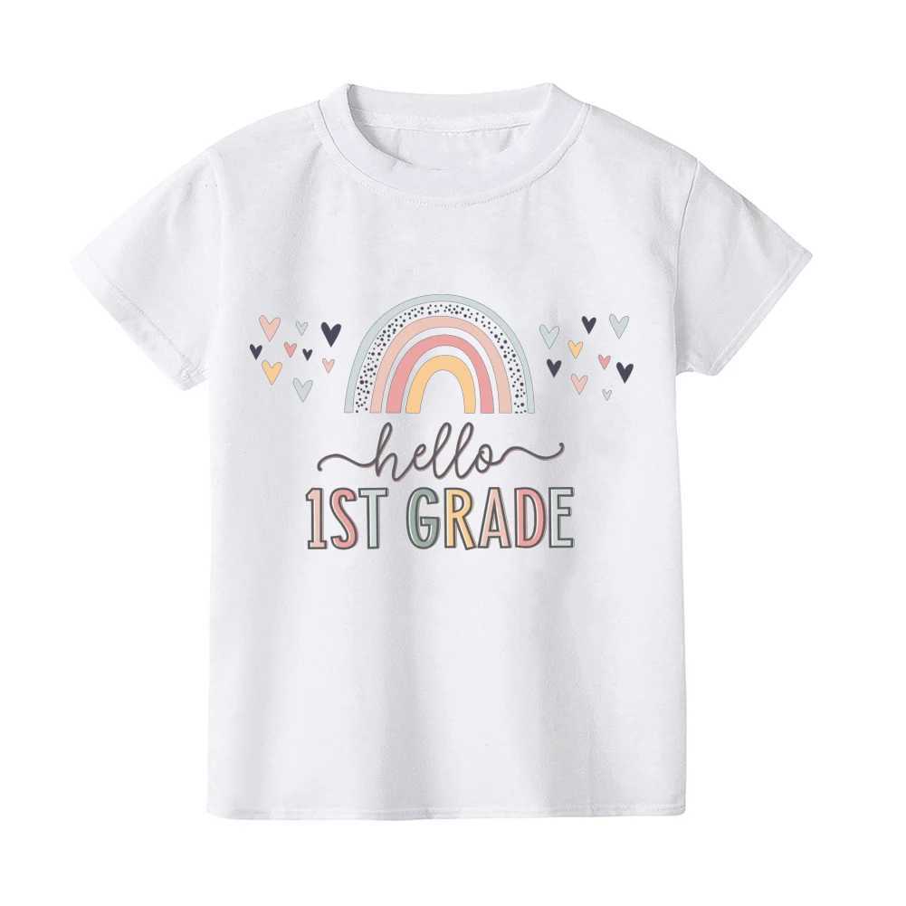 T-shirts Hello First Grade Kids T-Shirt Children Back To School Shirt Boy Girl Clothes First Day of School Shirts Kid 1st Grade Gift TeeL24729