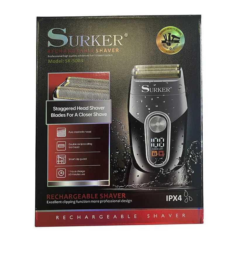 SURKER Bald Machine Whitener Trimmer Foil Hair Clippers USB Rechargeable LED Electric Shaver Razor Bald Head Shaving MachineY240729
