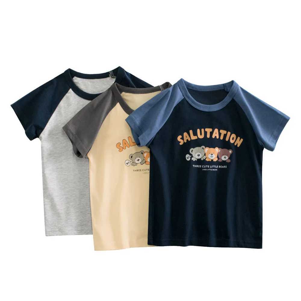 T-shirts 1-9T Toddler Kid Tshirt Baby Boy Girl Clothes Cotton Infant T Shirt Cute Sweet Basic Tee Top Bear Print Childrens OutfitL24729