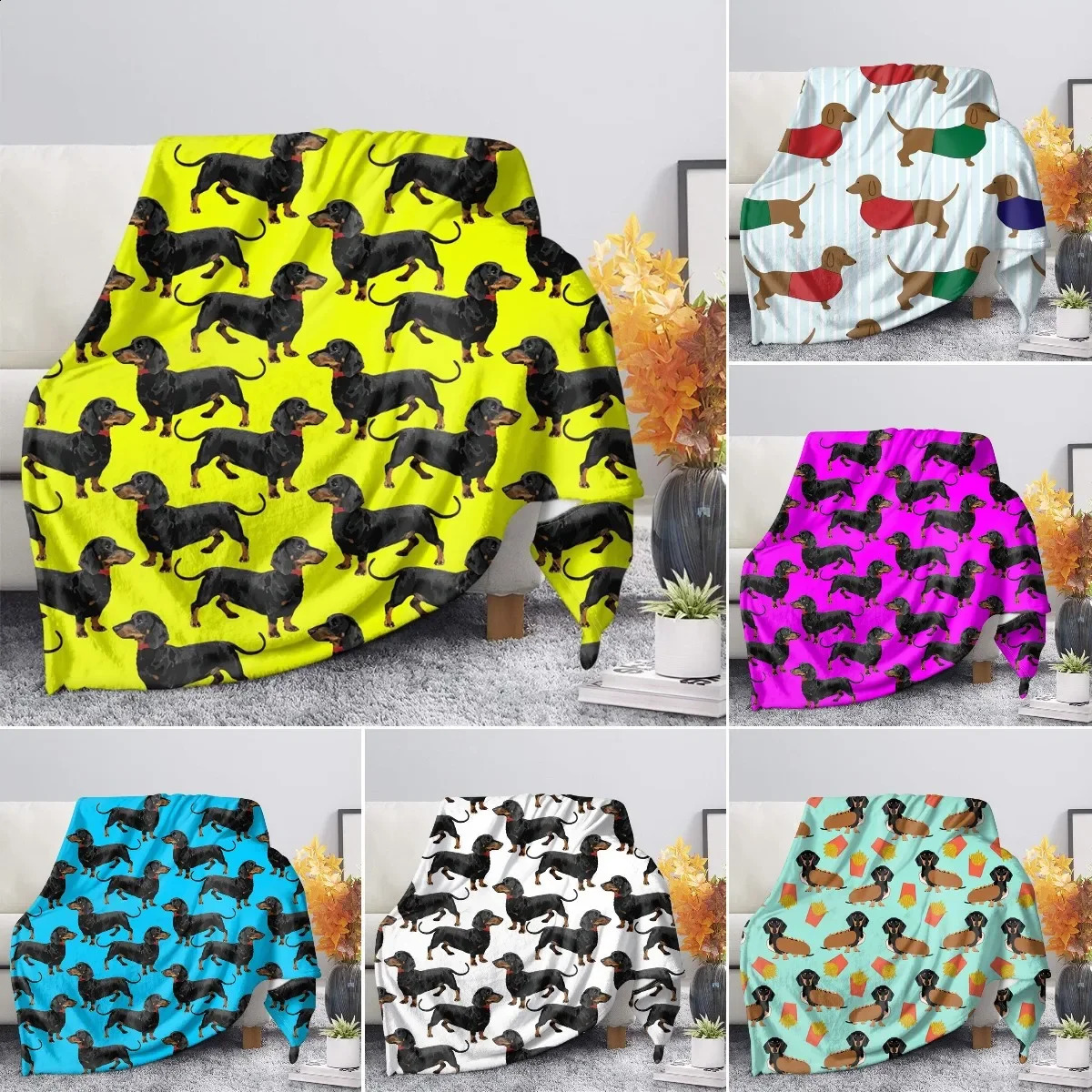 Dachshund Blanket Fluffy Soft Warm Sausage Dog Throw Blankets for Bed Sofa Lightweight Plush Sheet Bedspread Flannel Cozy Cover 240729