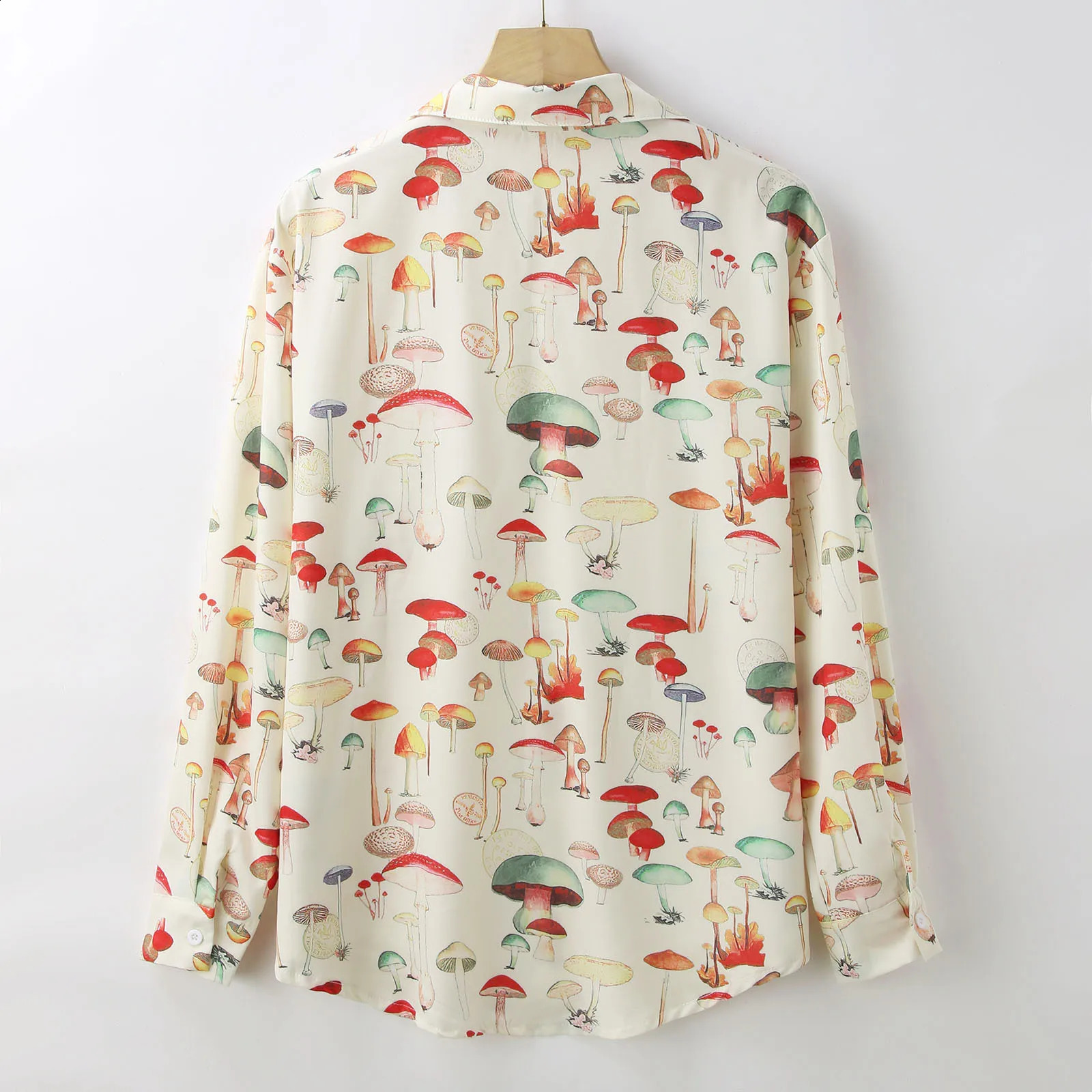 Mens Vintage Mushroom Printed Shirt Casual Streetwear Button -down Long Sleeve Shirts for Men Leisure Loose Stylish Spring 240729