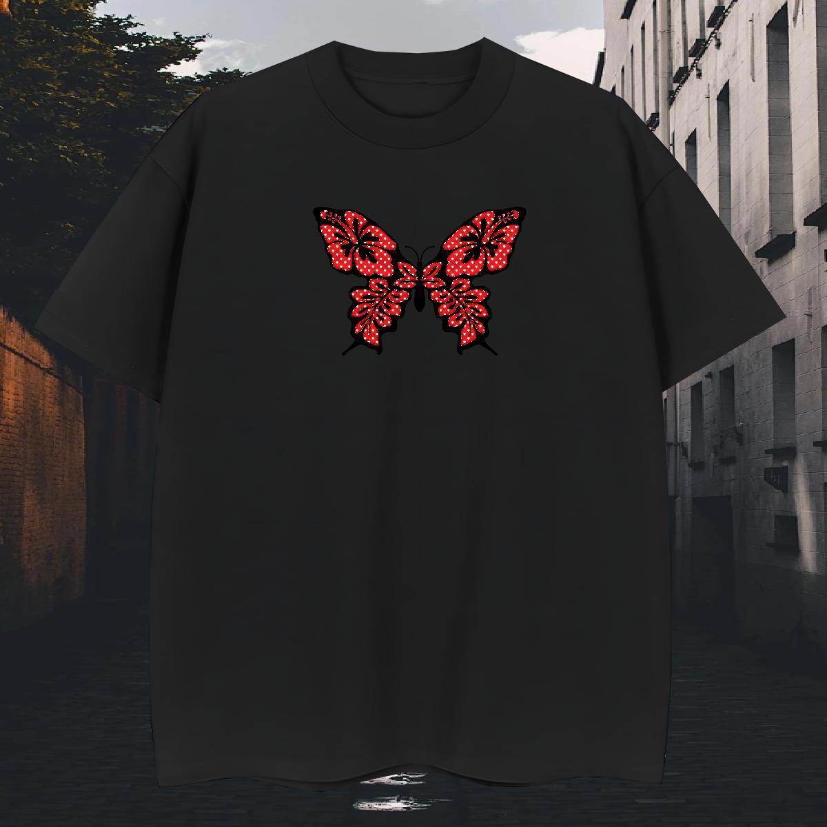 TOP Quality Men Tshirts 230g Pure Cotton Casual Daily Wear Butterfly DIY Breathable Fashion Casual Mens T Shirts Tee Shirt