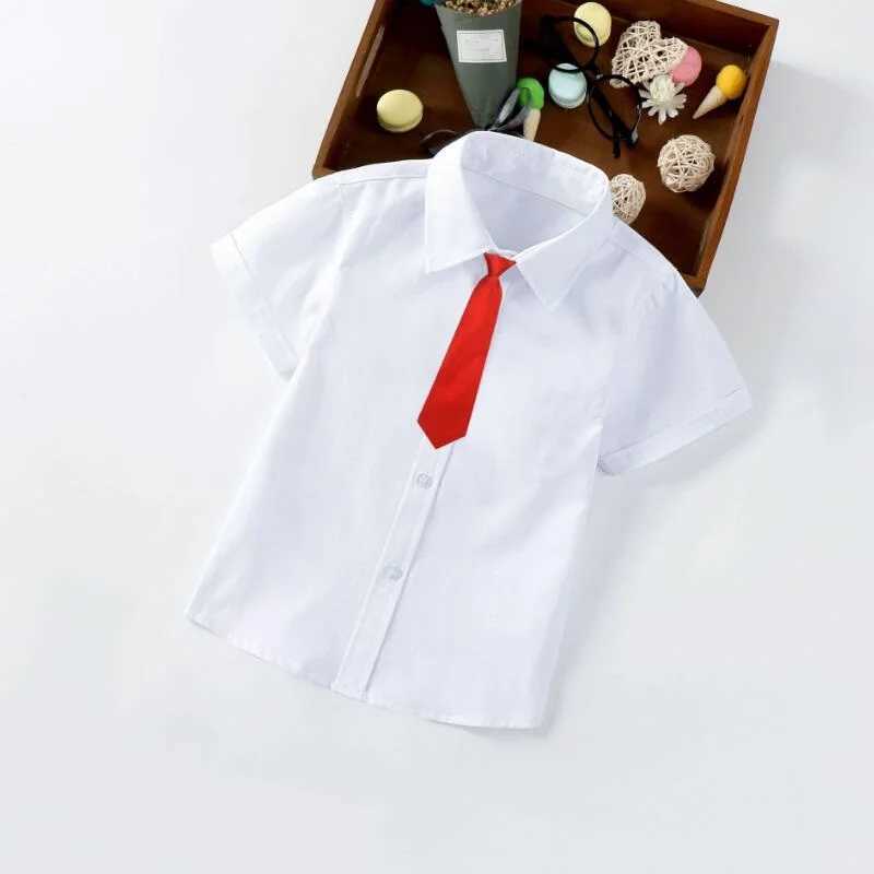 Summer uniforms for infants toddlers teenagers boys boys shirts white short sleeves collars childrens tops boys school uniformsW240729