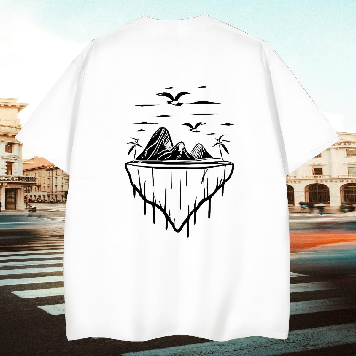 Designer Mens Tshirts 230g Pure Cotton Hip Hop Street mountains Custom Cartoon Breathable Soft DIY T shirt Tees Shirts