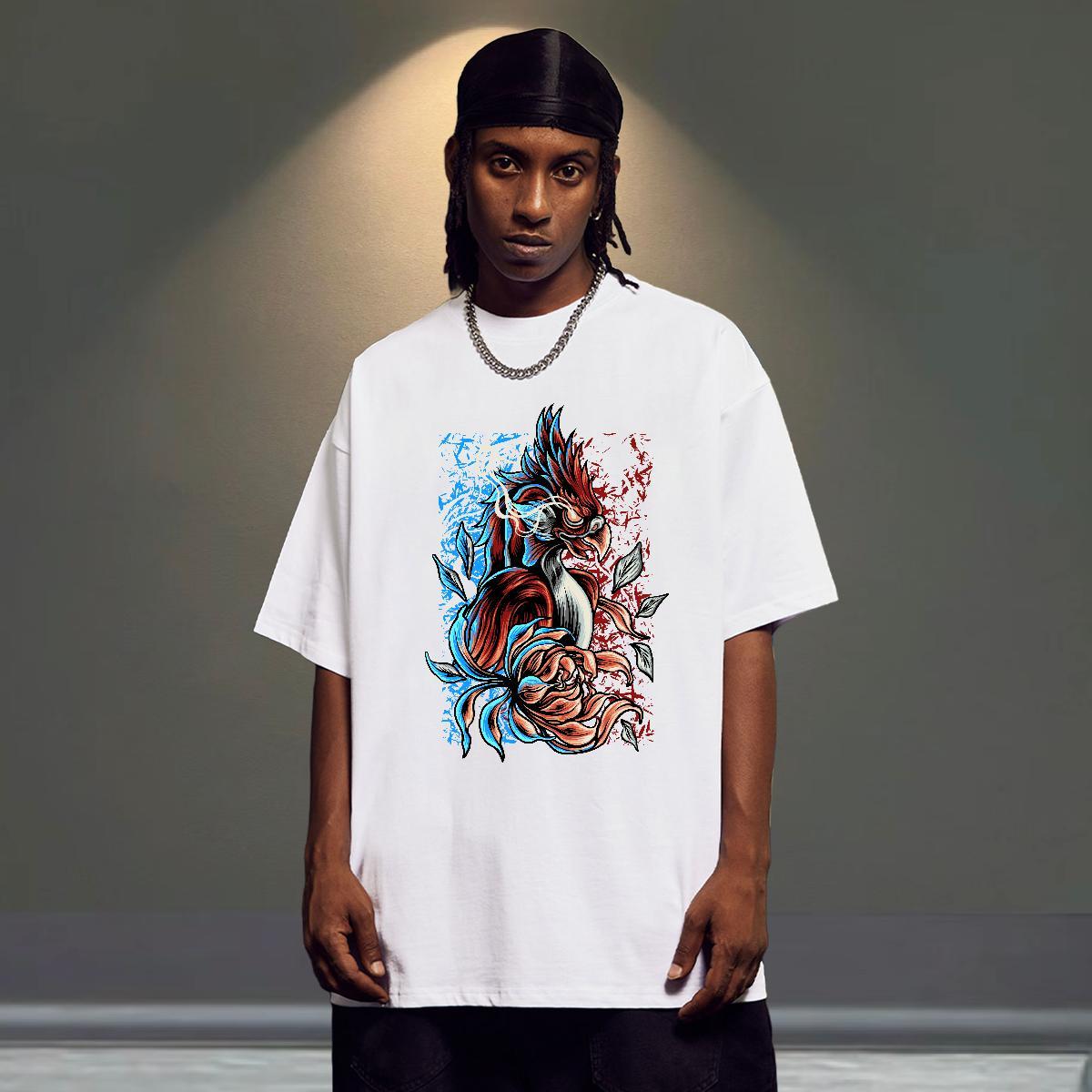 Brand Couples T Shirts 230g Pure Cotton Hip Hop eagle DIY Anime O Neck Short Sleeves Fashion T-Shirts for Men Top Tees