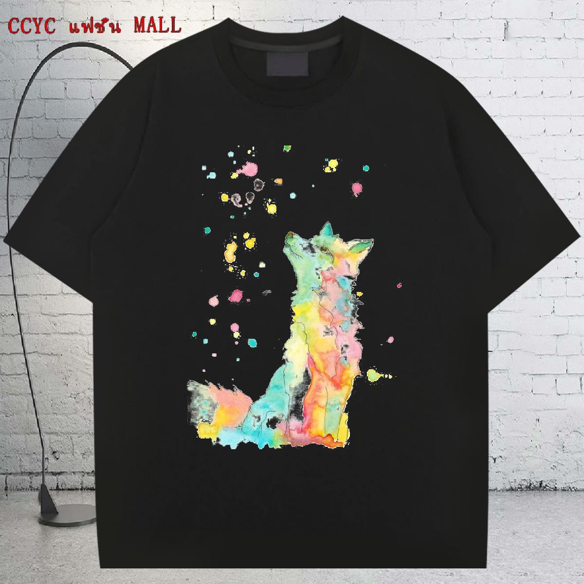 Loose Fit Men Tops Tees 100% Cotton 230g Hip Hop wolf Plus Size Custom Short Sleeve Soft Brand Man T Shirts Clothings