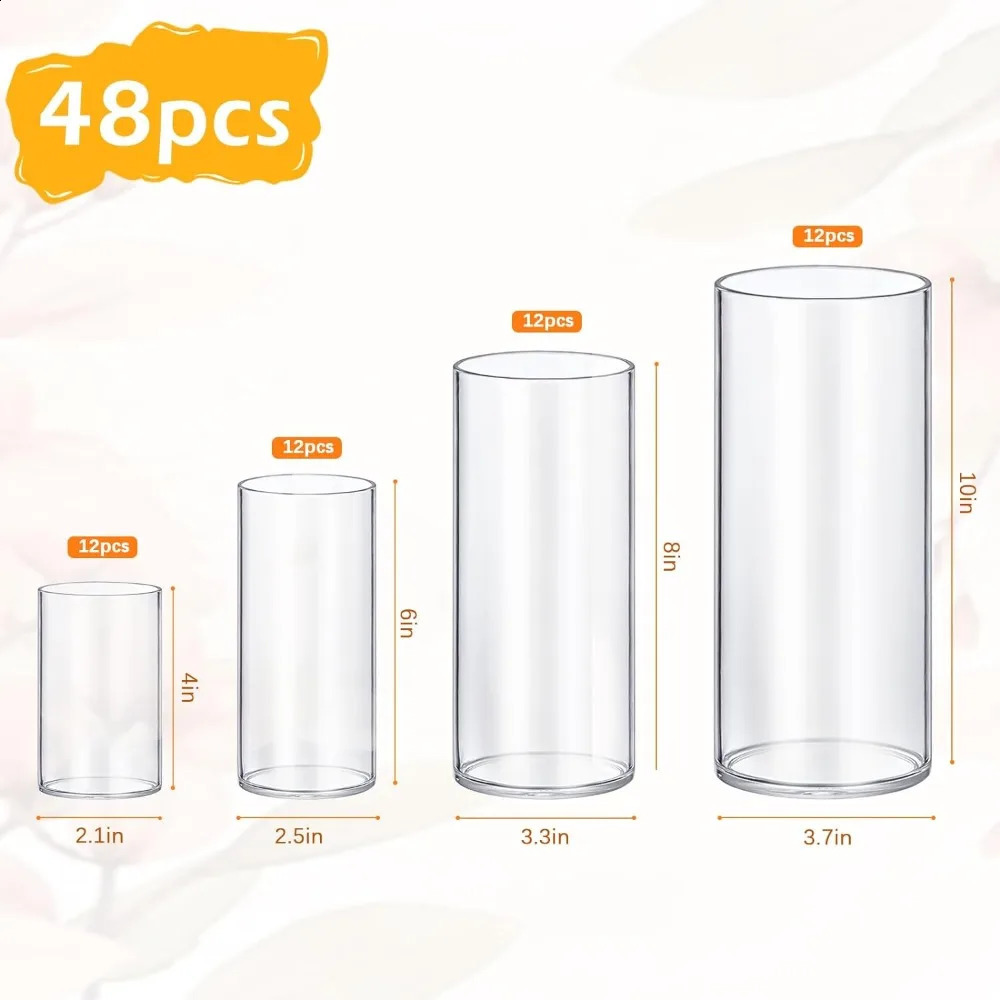 16 Pack Glass Cylinder Vases 46810 Inch Tall Clear Flower Vase Hurricane Floating Candle Holder for Table Centerpiece Wedding 240729