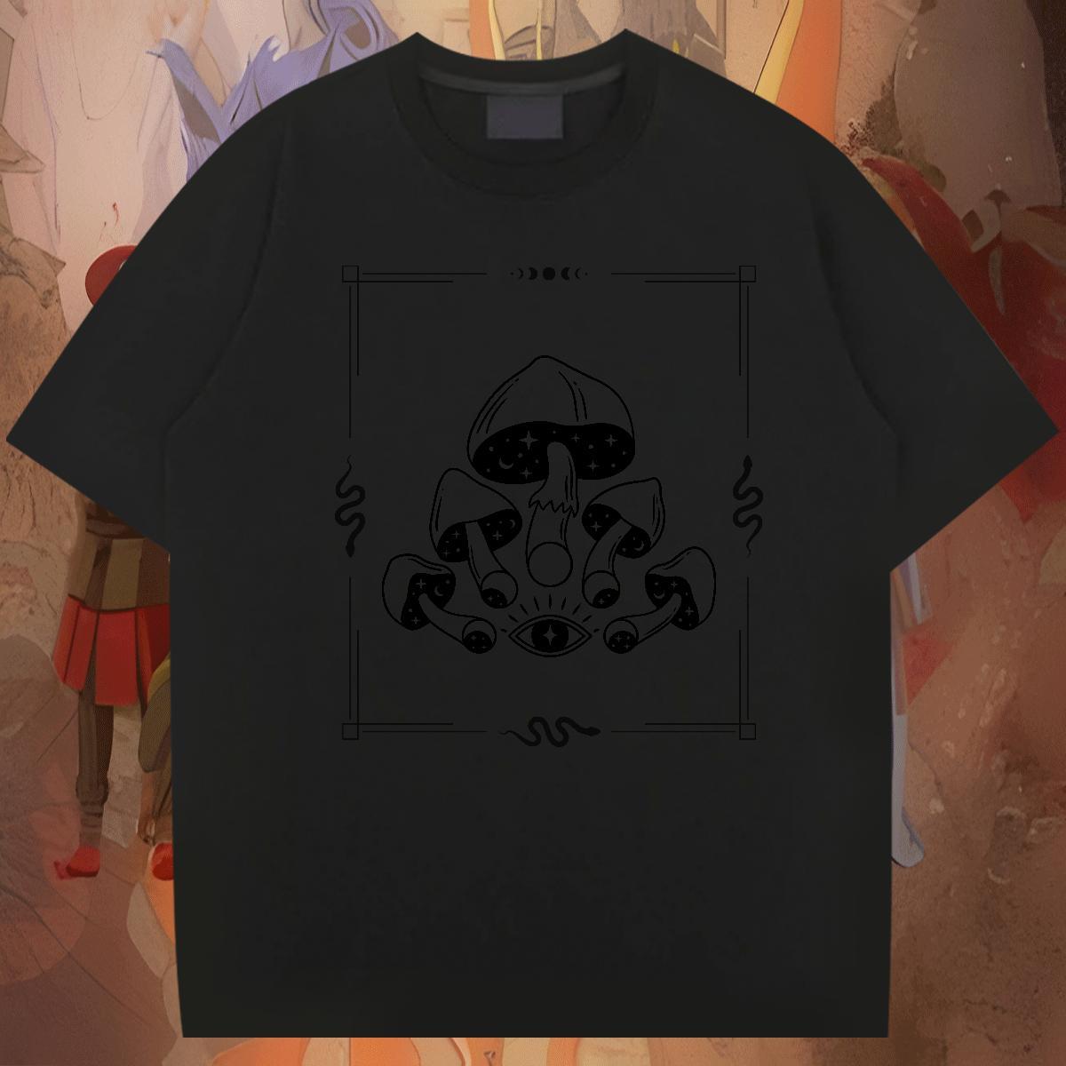 Cool Couples T Shirts 100% Cotton 230g Casual Beach mushroom Plus Size Cartoon Breathable Short Sleeve Casual New Mens T Shirts Tshirts