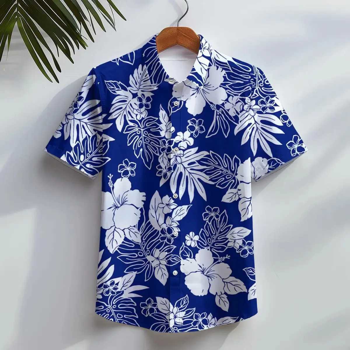 Childrens clothing shirt 3D printed leaf graphic fashion button short sleeved top with lapel plant shirt for summerW240729