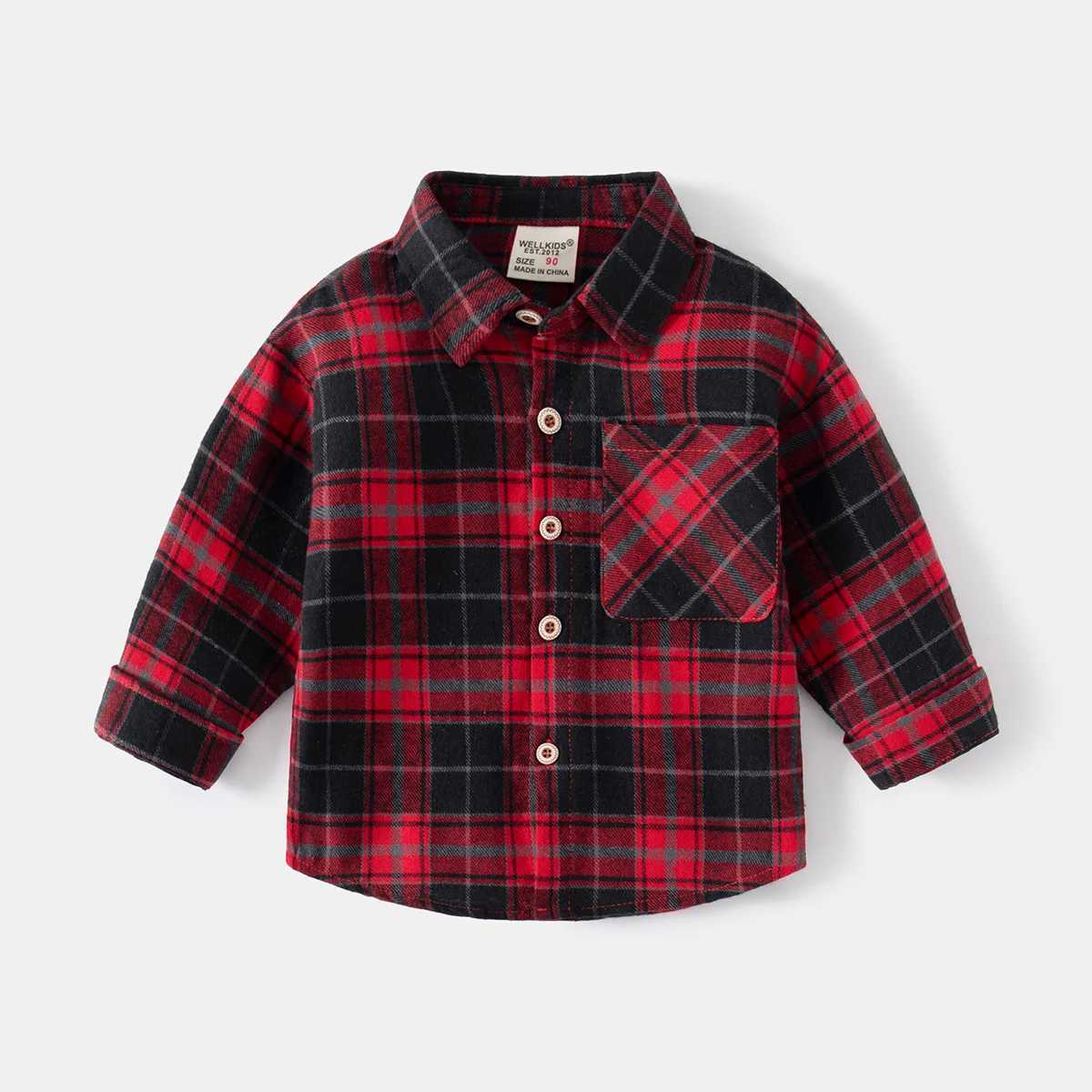 Baby boy plain long sleeved shirt spring collar comfortable cotton mens shirtW240729