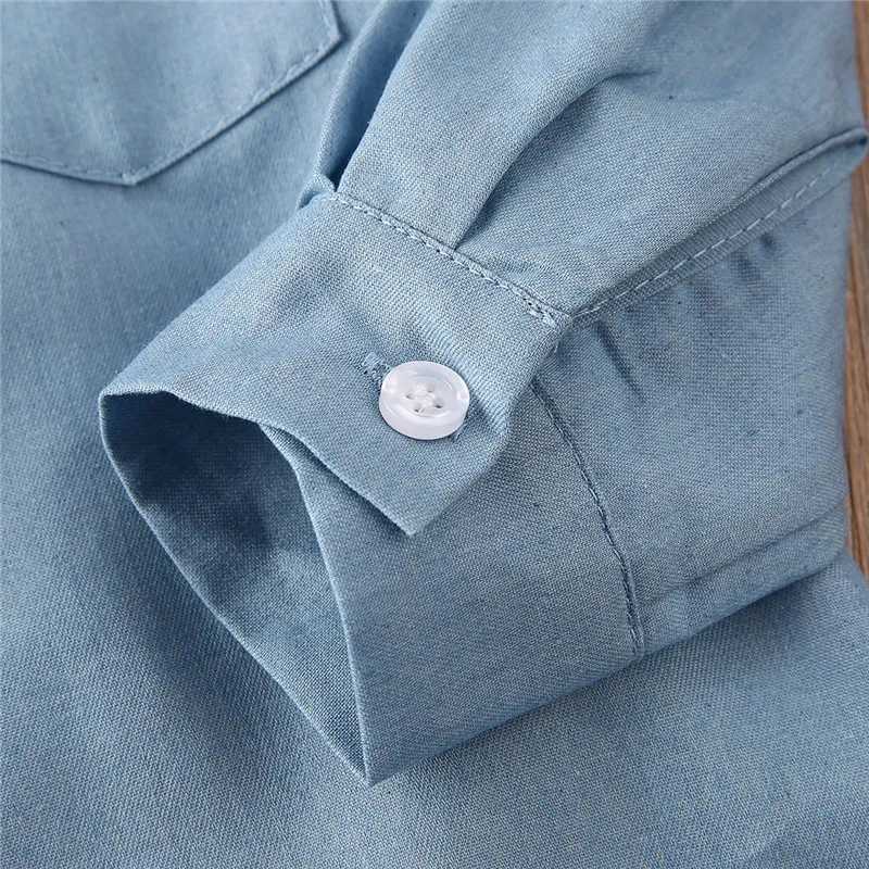 1-6 year old baby denim shirt top childrens letter printed long sleeved shirt top childrens boys and girls denim shirt topW240729