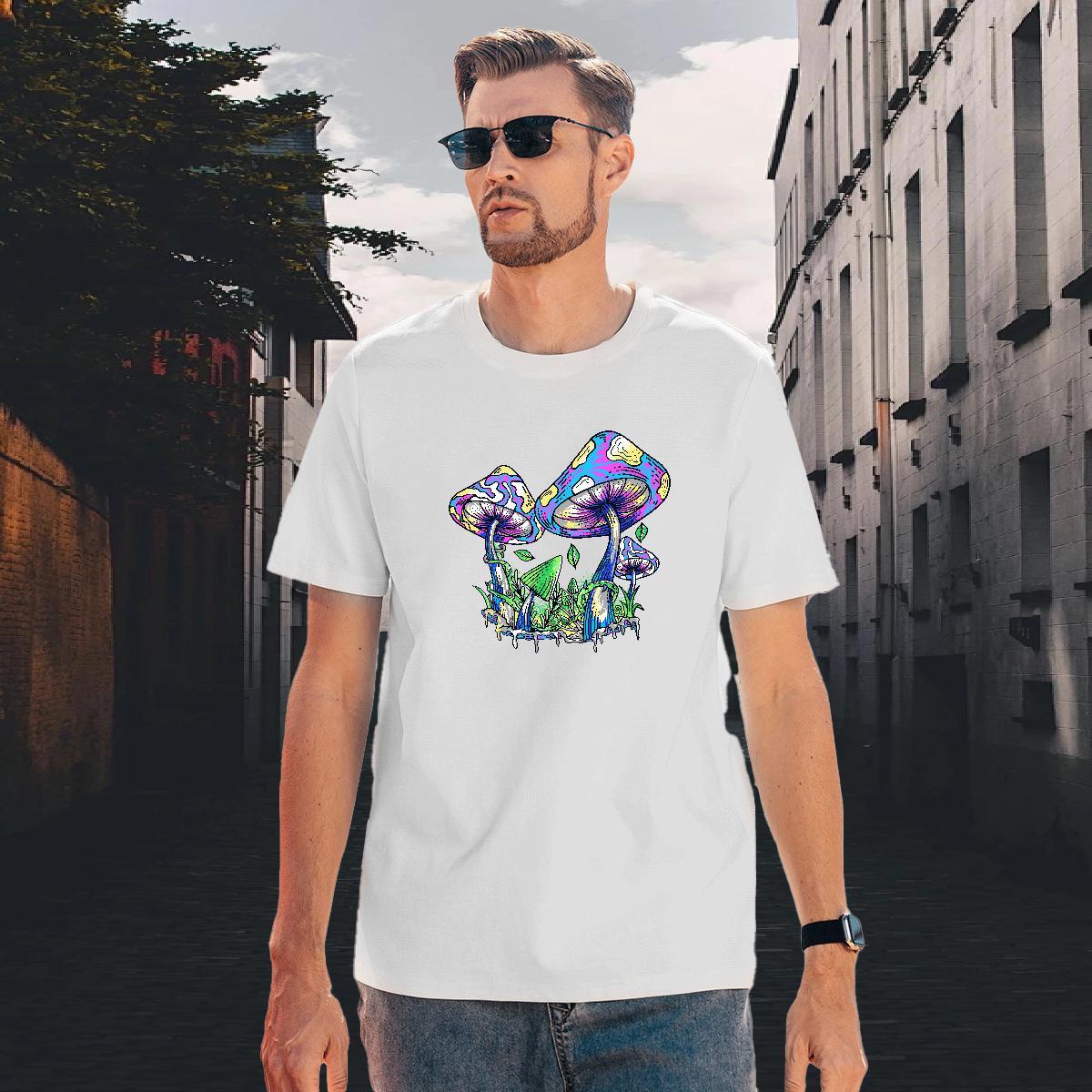 Loose Fit Men Tees 230g 100% Cotton Home Outdoor mushroom Oversized Pure Cotton Stylist T Shirts Men Clothings