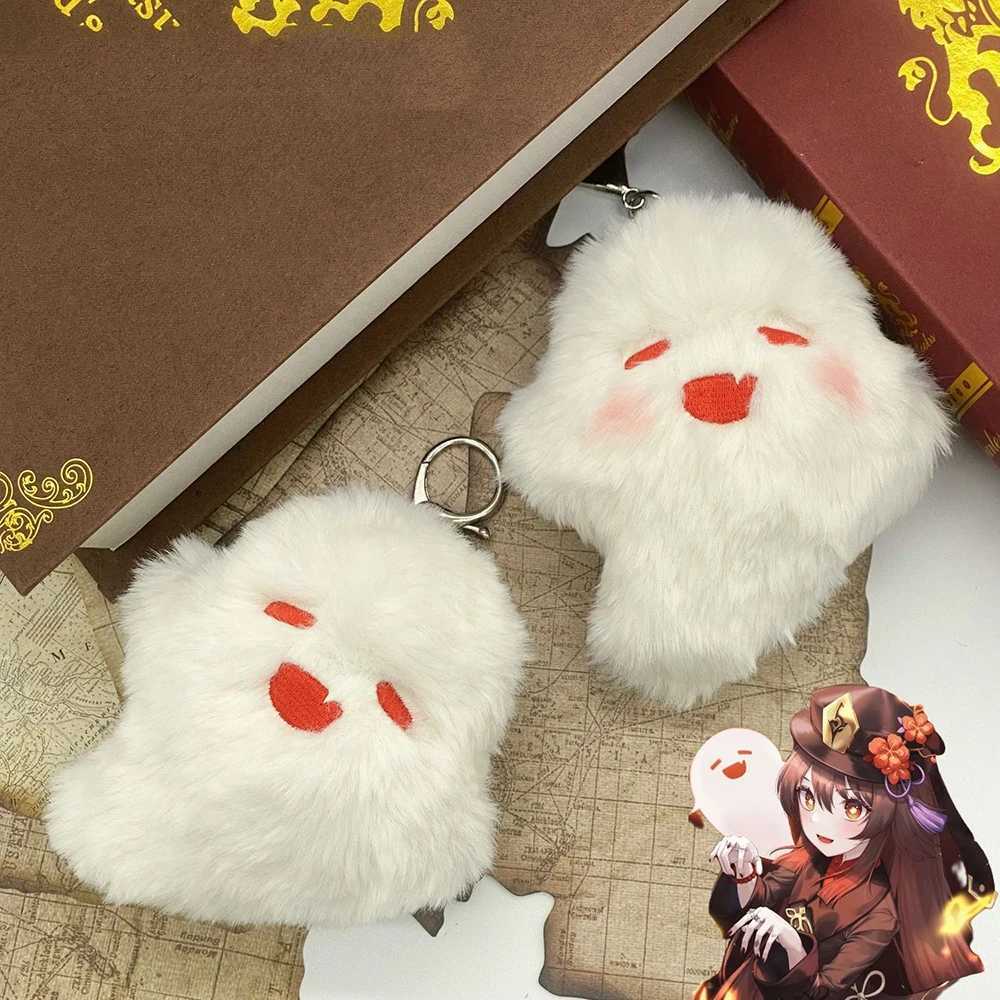 Game Genshin Impact Hutao Cosplay Keychain Unisex Ghost Pendant Plush Doll Key Rings Accessories Key ChainsL240729