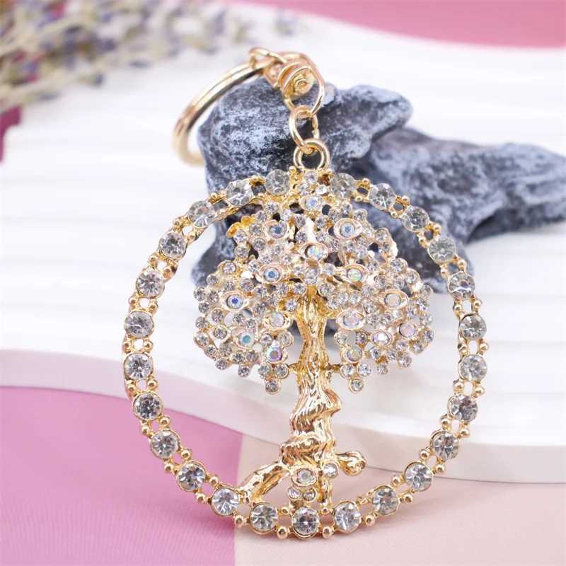 Life Tree Element Keychain Colorful Crystal Pendant Rhinestone Tree Pendant Keyring Gifts for Family And Friends UnisexL240729