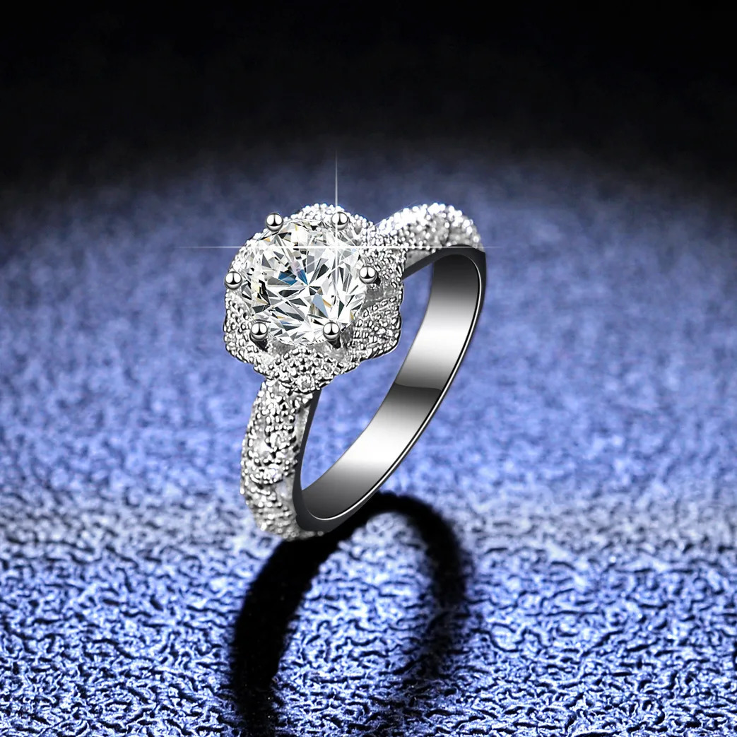 18K Gold Ring Six claw Womens Fashion Small perfume Chuxue Jewelry Holiday Gift 240723