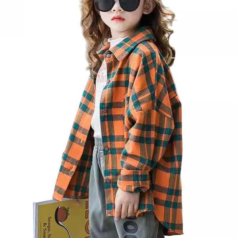 Girls Plain Shirt 2024 Spring Girls Clothing Youth School Girls Shirt Childrens Plain Shirt 4-14T Childrens ClothingW240729